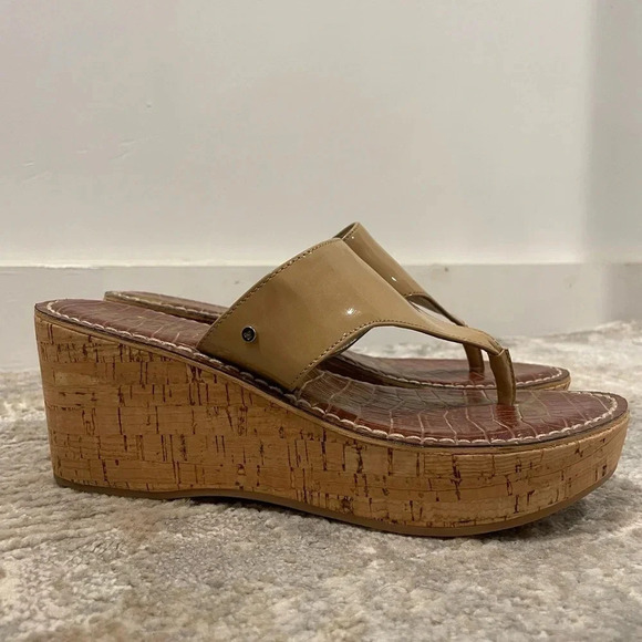 Sam Edelman Women's Rose 3D Cork Wedge Platform Sandals NW/OB Tan Size 9 Slide - Picture 1 of 12